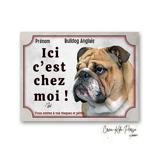 Plaque Bulldog Anglais je monte la garde panneau de portail Attention au chien