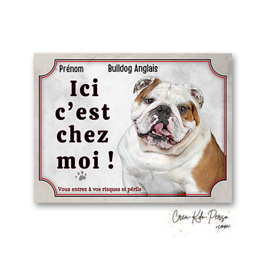 Plaque Bulldog Anglais je monte la garde panneau de portail Attention au chien