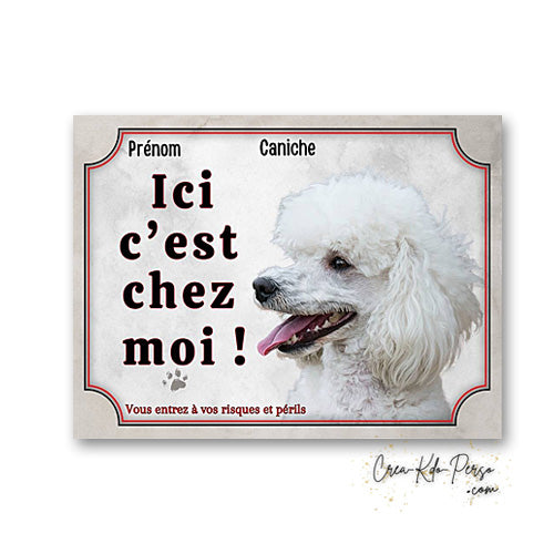 Plaque caniche Attention au chien panneau de portail je monte la garde