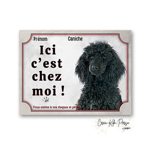Plaque caniche Attention au chien panneau de portail je monte la garde