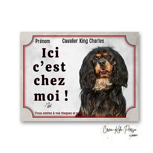Plaque cavalier king charles Attention au chien panneau de portail je monte la garde