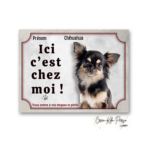 Plaque Chihuahua Attention au chien panneau de portail je monte la garde
