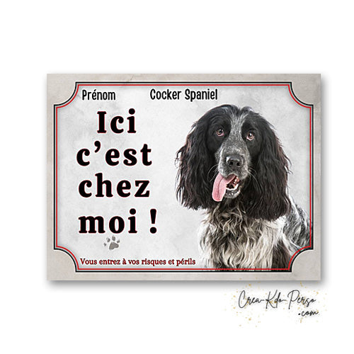 Plaque cocker Attention au chien panneau de portail je monte la garde