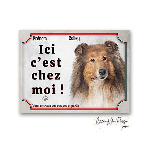 Plaque colley Attention au chien panneau de portail je monte la garde