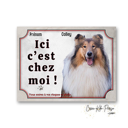 Plaque colley Attention au chien panneau de portail je monte la garde