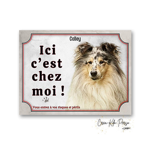 Plaque colley Attention au chien panneau de portail je monte la garde