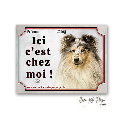 Plaque colley Attention au chien panneau de portail je monte la garde