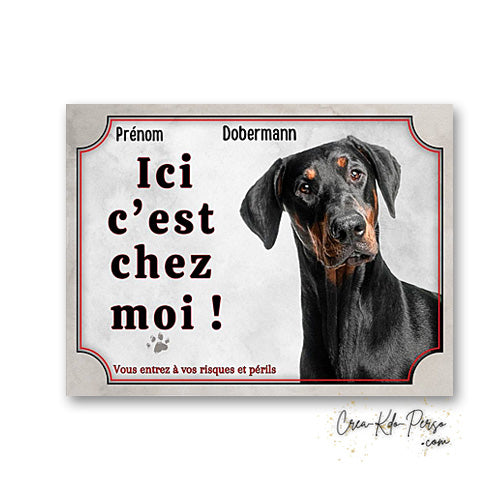 Plaque dobermann Attention au chien panneau de portail je monte la garde