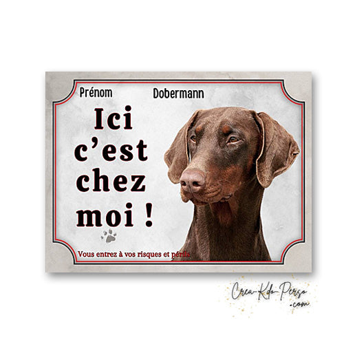 Plaque dobermann Attention au chien panneau de portail je monte la garde