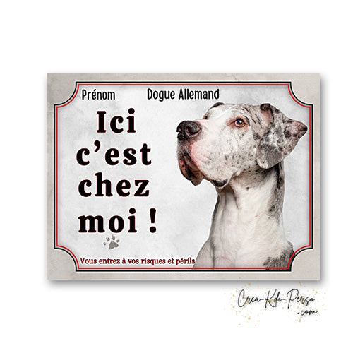 Plaque Dogue Allemand je monte la garde panneau de portail Attention au chien