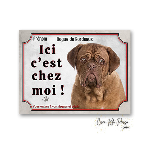 Plaque dogue de bordeaux Attention au chien panneau de portail je monte la garde