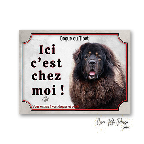 Plaque dogue du tibet Attention au chien panneau de portail je monte la garde