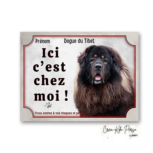 Plaque dogue du tibet Attention au chien panneau de portail je monte la garde
