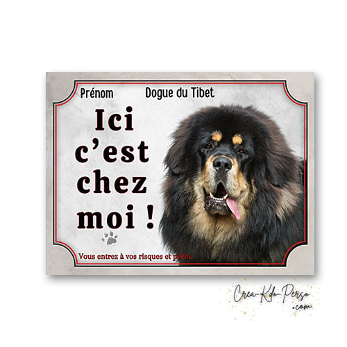 Plaque dogue du tibet Attention au chien panneau de portail je monte la garde