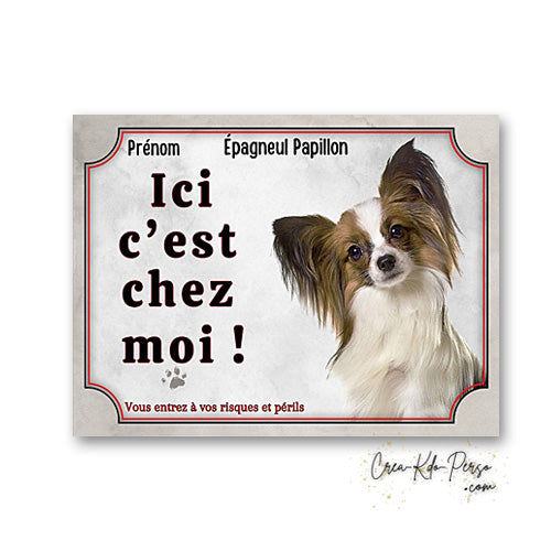 Plaque epagneul papillon Attention au chien panneau de portail je monte la garde