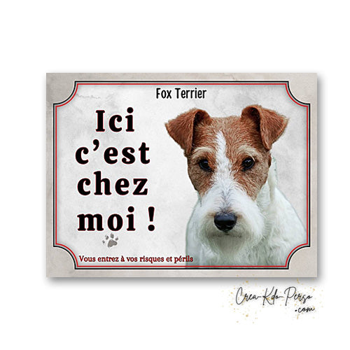 Plaque fox terrier Attention au chien panneau de portail je monte la garde