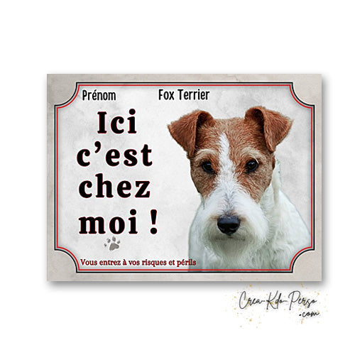 Plaque fox terrier Attention au chien panneau de portail je monte la garde