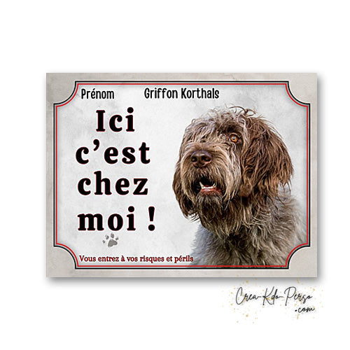 Plaque griffon korthals Attention au chien panneau de portail je monte la garde