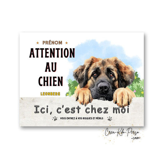 Plaque Leonberg Attention au chien panneau de portail