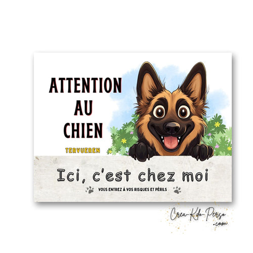 Plaque de portail Tervueren Attention au chien panneau je monte la garde