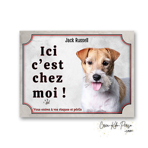Plaque Jack Russell Attention au chien panneau de portail