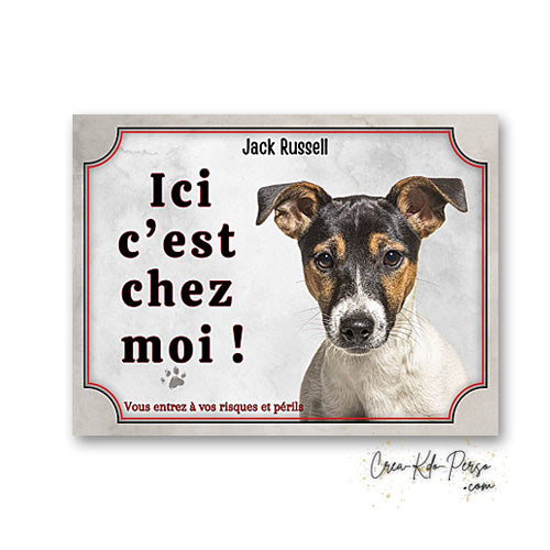 Plaque Jack Russell Attention au chien panneau de portail
