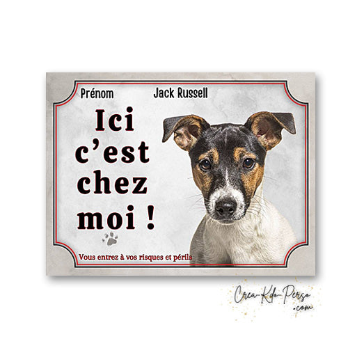 Plaque Jack Russell Attention au chien panneau de portail
