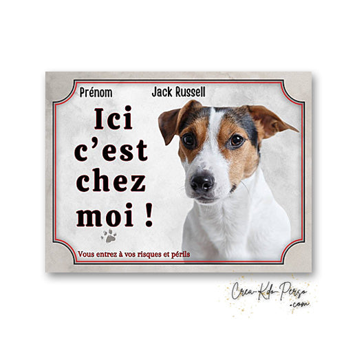 Plaque Jack Russell Attention au chien panneau de portail