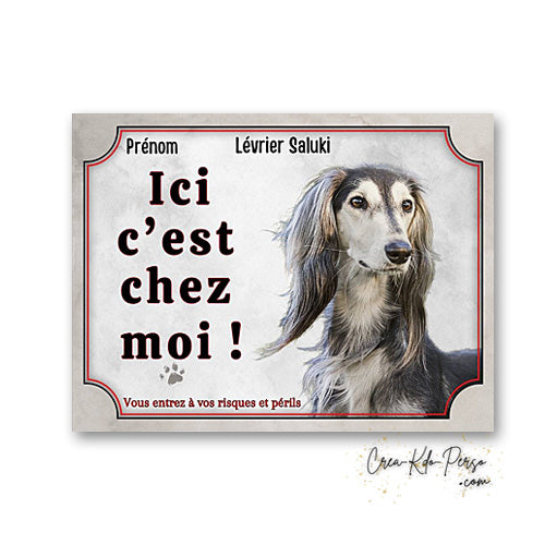 Plaque levrier saluki Attention au chien panneau de portail je monte la garde