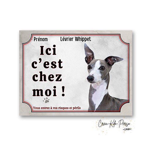 Plaque levrier whippet Attention au chien panneau de portail je monte la garde