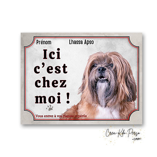 Plaque lhassa apso Attention au chien panneau de portail je monte la garde