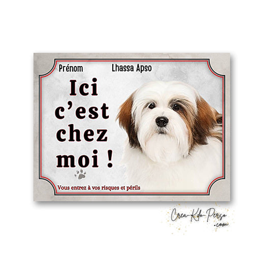 Plaque lhassa apso Attention au chien panneau de portail je monte la garde