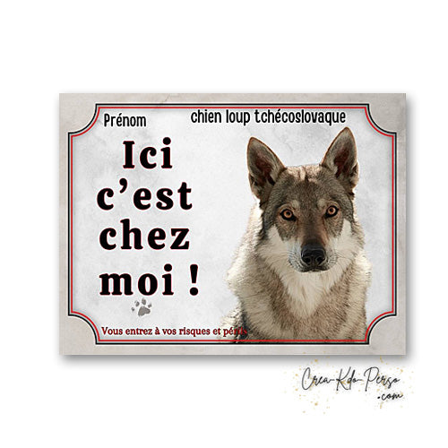 Plaque loup tcheque Attention au chien panneau de portail je monte la garde