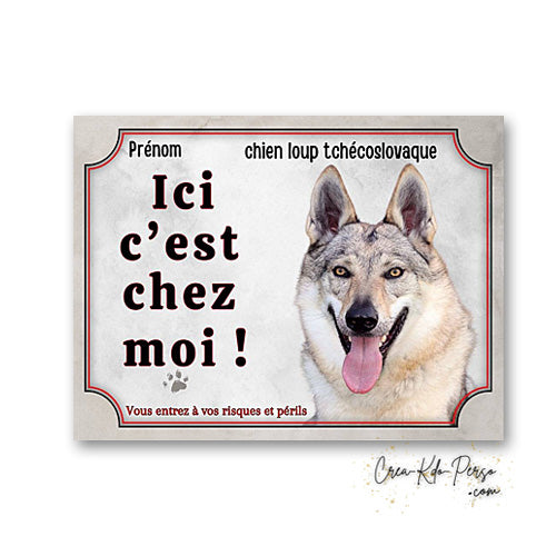 Plaque loup tcheque Attention au chien panneau de portail je monte la garde