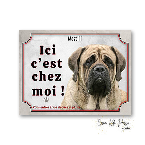 Plaque Mastiff panneau de portail Attention au chien