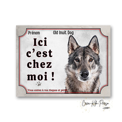Plaque old inuit dog Attention au chien panneau de portail je monte la garde