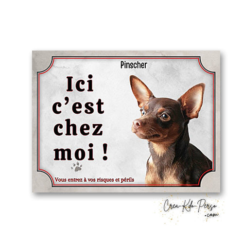 Plaque Pinscher Attention au chien panneau de portail je monte la garde