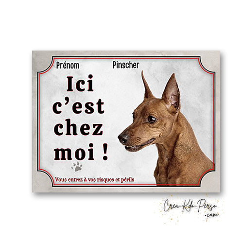 Plaque Pinscher Attention au chien panneau de portail je monte la garde