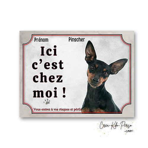 Plaque Pinscher Attention au chien panneau de portail je monte la garde