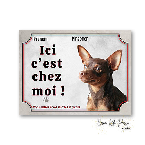 Plaque Pinscher Attention au chien panneau de portail je monte la garde