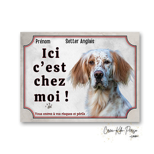 Plaque Setter Attention au chien panneau de portail je monte la garde
