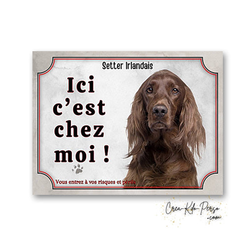 Plaque Setter Attention au chien panneau de portail je monte la garde