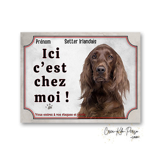 Plaque Setter Attention au chien panneau de portail je monte la garde