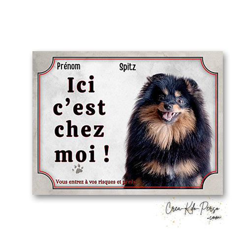 Plaque Spitz Attention au chien panneau de portail je monte la garde