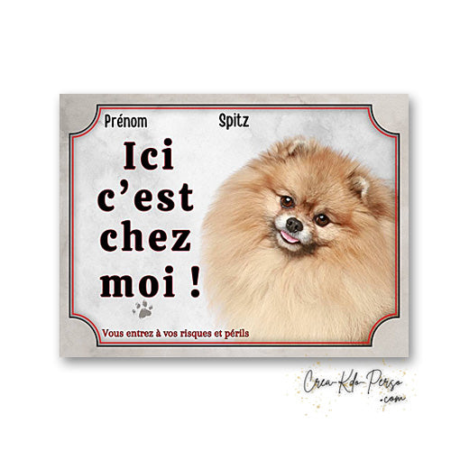 Plaque Spitz Attention au chien panneau de portail je monte la garde