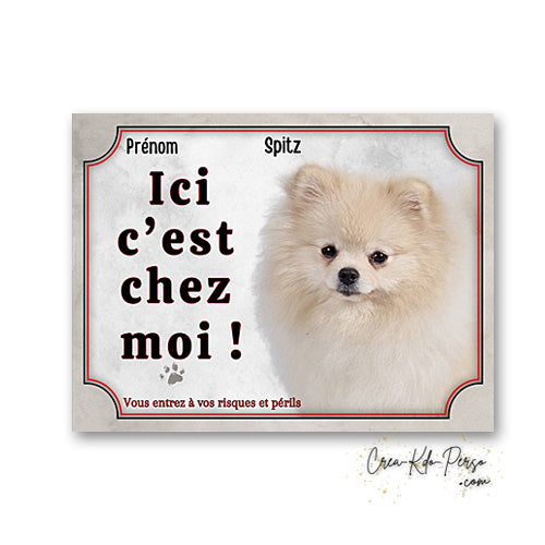 Plaque Spitz Attention au chien panneau de portail je monte la garde