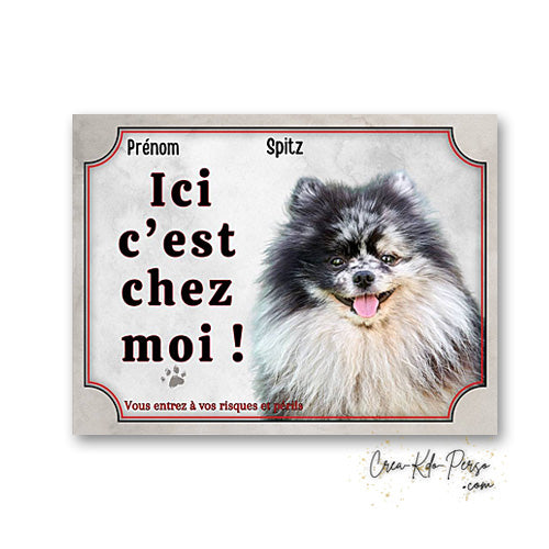 Plaque Spitz Attention au chien panneau de portail je monte la garde