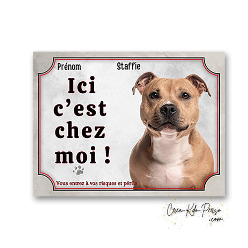 Plaque staffie Attention au chien panneau de portail je monte la garde