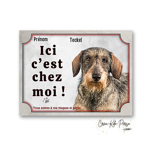 Plaque teckel Attention au chien panneau de portail je monte la garde