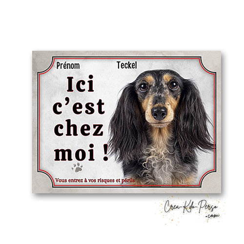 Plaque teckel Attention au chien panneau de portail je monte la garde